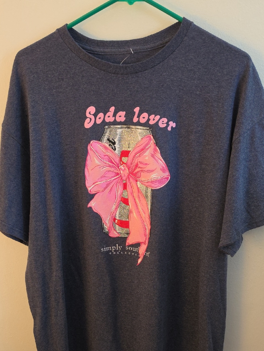 NWT Simply Southern Charcoal Tee DIET COKE Pink Bow Graphic Sz XL